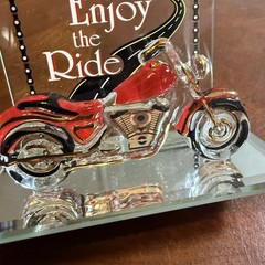 Glass Baron Motorcycle Figurine Life is a Journey 22kt Gold Accents Handcrafted