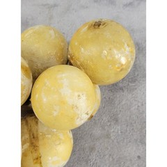 Vintage Alabaster Stone Grapes Cluster Yellow Marble Wood Stem MCM 19 Inch Large