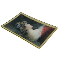 Asti Glass Pin Vanity Ring Dish Small Tray Edwardian Victorian Woman Portrait