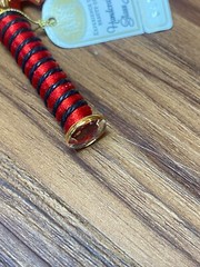 Small Glass Sword Eye of The Dragon Figurine Crystal & 22Kt Gold Goth Devil Wing