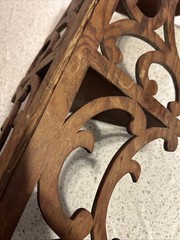 Vtg /Antique Handmade Corner Wall Shelf Wood Three Tier Scroll Hanging 29”