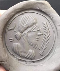 Chorlite Stone Very Antique Roman Greek Civiliztion Ancient Round Stamp Bead