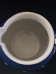 ANTIQUE WEDGWOOD DARK BLUE JASPER WARE DIP PITCHER c 1891 Sacrificial Figs 5”