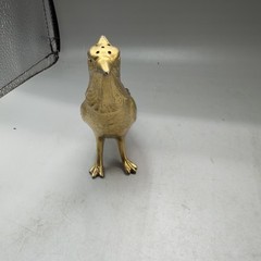 Rare Antique Vintage Metal Pheasant Bird Salt Pepper Shaker Patina Gold Tone USA