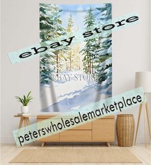 Snowy Forest Tapestry Winter Walk unframed art wall hanging 59X82 in