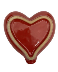 Ceramic Heart Trinket Dish/Spoon Rest/Makeup Dish, Red with Yellow/Gold Mottling