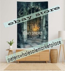 Gothic Iron Gate Tapestry Haunted Garden 59X82 in