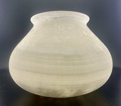 VTG MCM Handcarved Egyptian Translucent Alabaster Stone Pot / Bowl