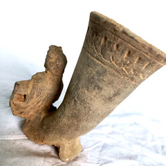 300 BC Ancient Roman Clay Terracotta Drinking Rhyton Very Rare Pottery Artifact