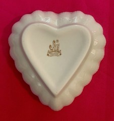 VTG Belleek Porcelain HEART SHAPED TRINKET DISH Scalloped & Ruffled Edge Ireland