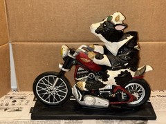 VTG Enesco Harley Davidson Motorcycle Parastone Cow Bull Holsteins Statue