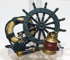 Burwood USA Vintage Nautical Clipper Ships/Wheel 3D Relief Wall Home Decor Set!