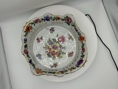 Antique Von Schierholz Reticulated Porcelain Basket Bowl Germany 1907-1927