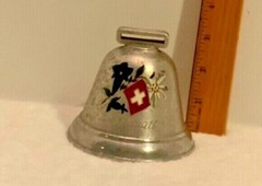 Swiss Silver PlatedCow/ Sheep Bell from Andermatt Switzerland + 2nd Smaller Bell