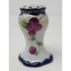 Vintage Stick Hatpin 13 Hole Holder Vase Grapes And Leaves Blue Purple Green
