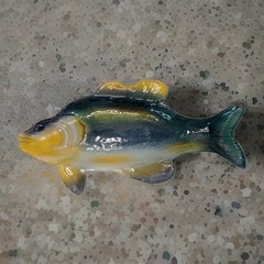 Vtg Largemouth Bass Large Art Glass Plate 24″ Serving Dish Platter Fish Decor