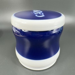 1970s Porsgrund Norway Porcelain Covered Candy Dish Jar Blue White Container VTG