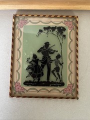 Vintage Silhouette Bubble Glass Victorian Children Violin Magican performing