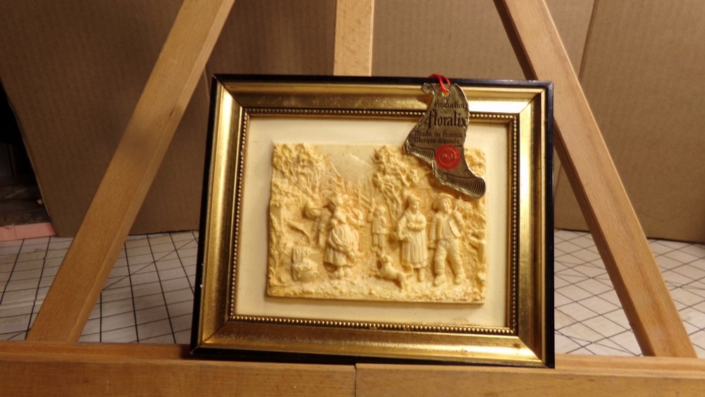 Vintage French Floralix Detailed Relief Framed Wall Decor Forest Scene