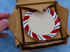 Longaberger Peppermint Holiday Coasters Set of 4 Christmas Stoneware w/ Box