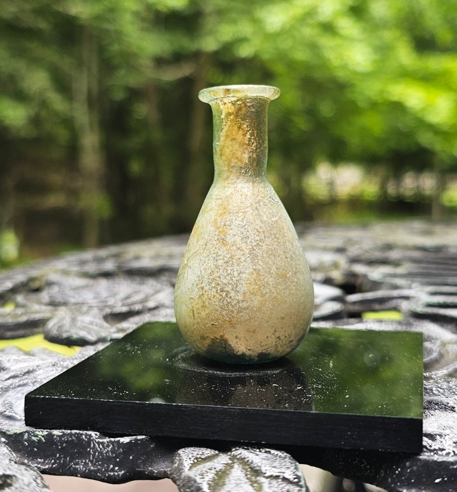 Ancient Roman Glass Time of Christ Unguentarium Bottle Mounted 2.75”