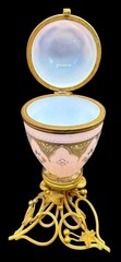 Antique French Pink Opaline Glass Egg Perfume Casket Palais Royal Jewelry Box