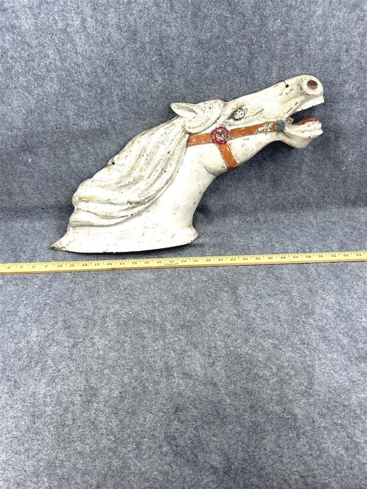 antique horse head hanging large 25 inch cast metal carousel piece original 1920