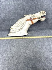antique horse head hanging large 25 inch cast metal carousel piece original 1920