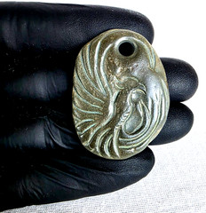 300 BC Ancient Carved Engraved Gemstone Pendant Medallion Amulet Mythical bird