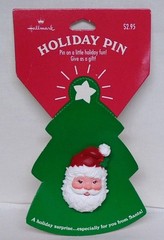 Hallmark Christmas Holiday Plastic Lapel Pin Traditional Santa Claus 1990s K2