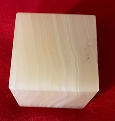 Vintage White Onyx Alabaster Stone Square Display Stand or Base Cube Paperweight