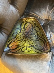 Vintage Poole Pottery Aegean Dish Modernist Style 70s Triangular Green Orange 81