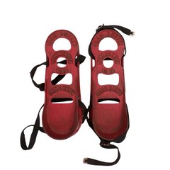 Vtg Dan Lurie Iron Boots Cast Iron Red Weight Lifting W/ Straps Art Deco NY USA