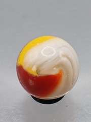 .62″ Akro Corkscrew Popeye Yellow, Red, White Marble- #CE131