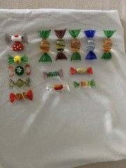 Hand Blown Glass Candy Pieces Small Colorful Art Glass Various Sizes Lot of 15