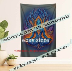 Meditating Buddha Tapestry 3D relief look Wall Art spiritual decor 39X59 in