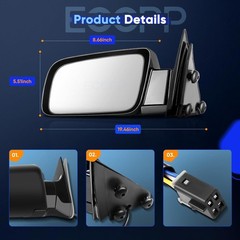 Left Driver Side Black Mirror Power Operated for 1988-2000 Chevy/Gmc C/K 1500 25