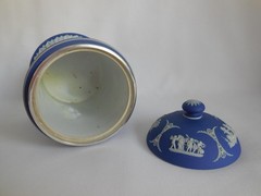 Antique Wedgwood (only) Blue Dip Jasperware & Silver Plate 6″ Tall Tobacco Jar