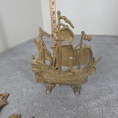 Vtg Nautical Sailing Ship Cast Aluminum Wall Hanging Doorstop Japan Made In Lot