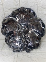 Antique Pin Tray Art Nouveau Trinket Girl With Hair Interlocking Brake Shoe Co.