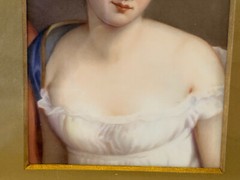 Antique Painted Plaque of Juliette Recamier Framed After Francois Gerard