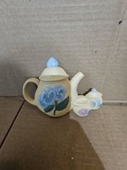 Lot Of 3 Burwood Products Plastic Wall Hangers Tea Pot Flowers Made In USA