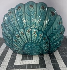 Vintage Italian Majolica Peacock Stunning Unique 11″ Wing Span