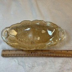 Vintage Carnival Glass 70’s gold Tray Sunflower Candy Dish Bowl