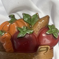 2 Vintage Sexton Cast Metal Wall Hanging Fruit and Vegetable Basket Art 1976