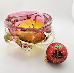 Gorgeous Bohemian Joseph Hospodka for Chribska Glassworks Art Glass Heavy Dish
