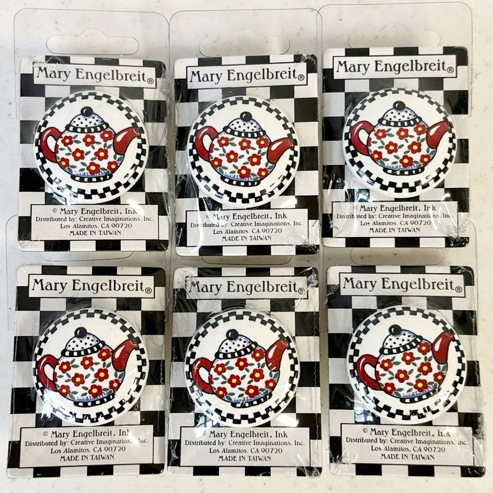 Mary Engelbreit Vintage Drawer Pulls Teapot Set Of 6 New In Original Packaging