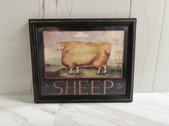 VTG Carousel Unlimited Sheep Framed Wall Art Farmhouse Country Decor Made in USA