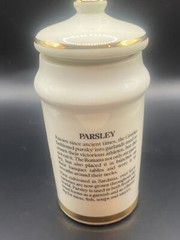 M J Hummel Porcelain Kitchen Spice Jar 24kt Gold Trim PARSLEY vintage 1987