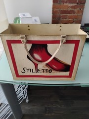 2 Vintage Metal Art Deco Shopping Bag Book/Magazine Holder Stiletto Chic